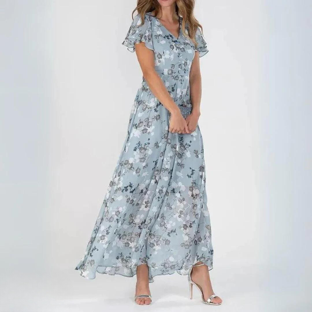 Lumora – Chiffon Maxikleid Blumenmuster