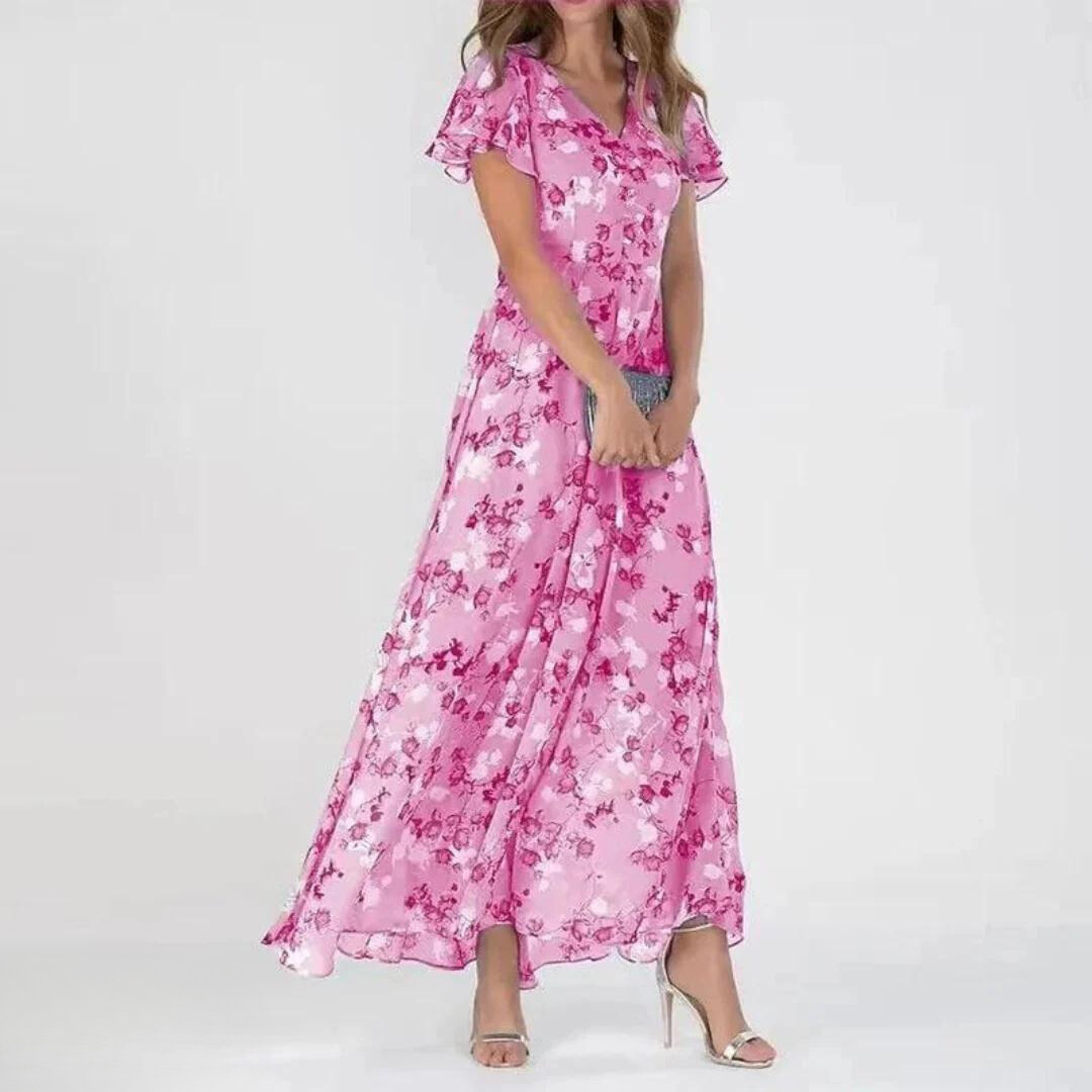 Lumora – Chiffon Maxikleid Blumenmuster