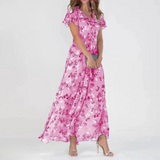 Lumora – Chiffon Maxikleid Blumenmuster