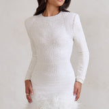 Claudia - Minikleid mit Federsaum