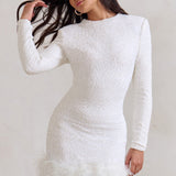 Claudia - Minikleid mit Federsaum