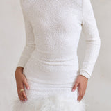 Claudia - Minikleid mit Federsaum