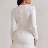 Claudia - Minikleid mit Federsaum