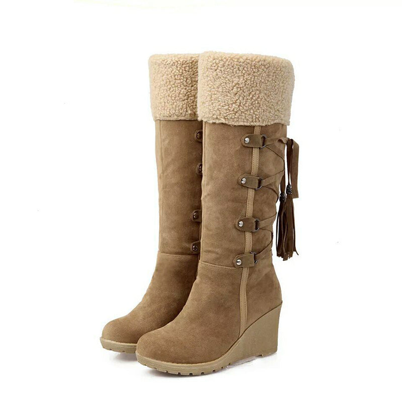 Stylische Damen-Winterstiefel mit Keilabsatz | Warme Winterboots