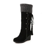 Stylische Damen-Winterstiefel mit Keilabsatz | Warme Winterboots