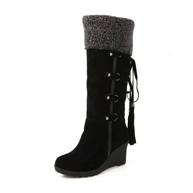 Stylische Damen-Winterstiefel mit Keilabsatz | Warme Winterboots