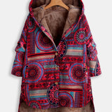 Evaan | Damen Boho Patchwork Kapuzenjacke mit warmer Fütterung