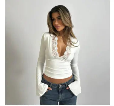 Roxana - Langarmshirt mit Spitze