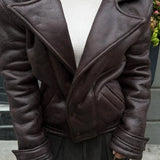 OversizedWear – Damen Lederjacke Braun