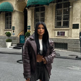 OversizedWear – Damen Lederjacke Braun