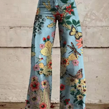 Elora | Stylish Trousers with Vibrant Bird Print