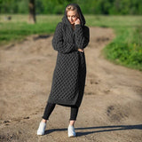Langes – Damen Strickkleid mit Zopfmuster