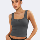 Lea - Ripp-Spitzen-Tanktop