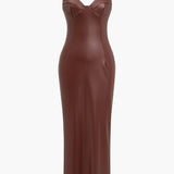 Sophia - Lederoptik Maxikleid Damen