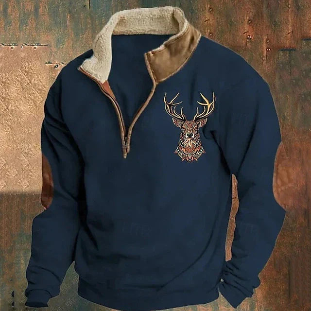 Andrew | Eleganter Herrenpullover mit stilvollem Hirschmotiv
