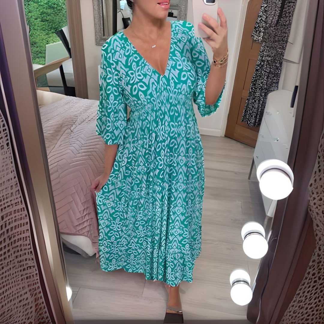 BohoVista – Maxikleid mit V-Ausschnitt und Muster