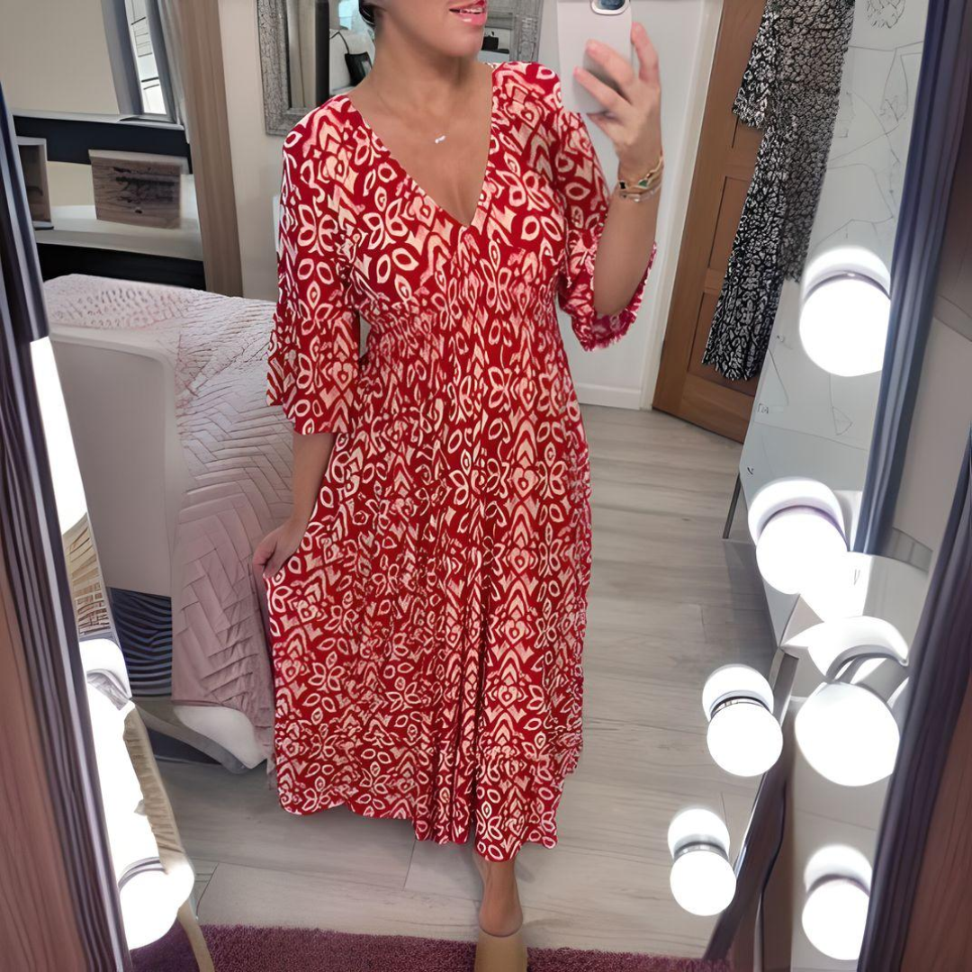 BohoVista – Maxikleid mit V-Ausschnitt und Muster