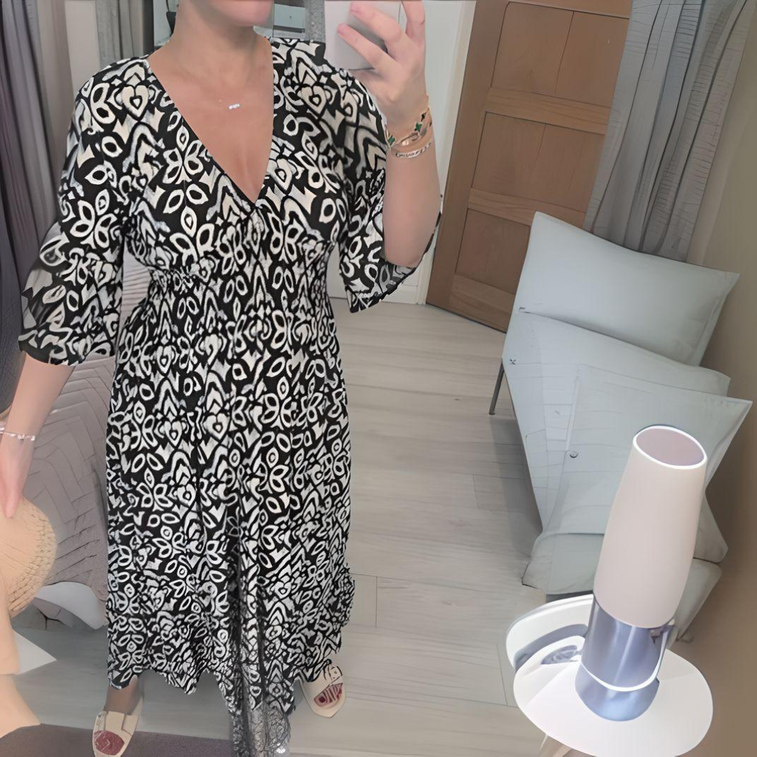 BohoVista – Maxikleid mit V-Ausschnitt und Muster