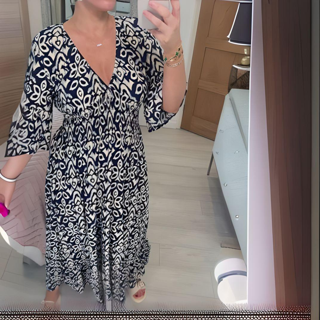 BohoVista – Maxikleid mit V-Ausschnitt und Muster