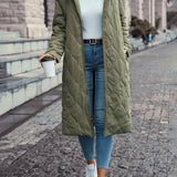 Baumwoll-Steppmantel mit Kapuze und langen Ärmeln