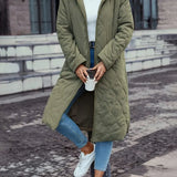 Baumwoll-Steppmantel mit Kapuze und langen Ärmeln