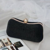 Elise | Samt-Clutch mit Perlenverschluss & Gold-Details – Elegante Abendtasche für Damen