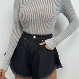 Alora – Gerippte Bluse Grau
