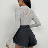 Alora – Gerippte Bluse Grau