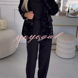 Belle Damen Festlicher Paillettenblazer