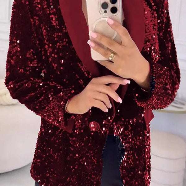 Belle Damen Festlicher Paillettenblazer