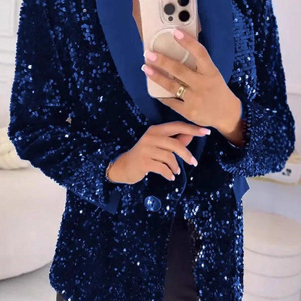 Belle Damen Festlicher Paillettenblazer