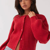 Clara | Elegante Rote Strickjacke