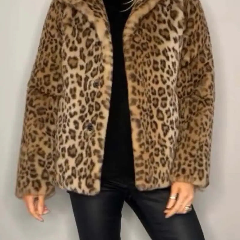 Leopard | Kunstfell-Jacke für den Winter