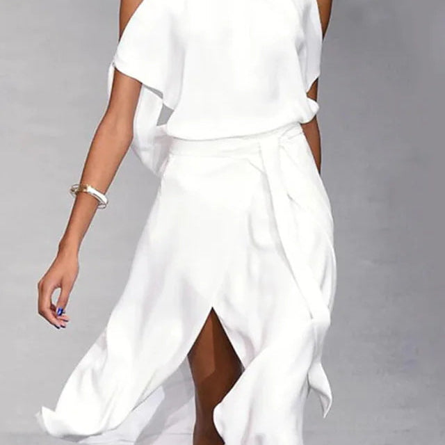 Ruby | Entspanntes schulterfreies Midikleid