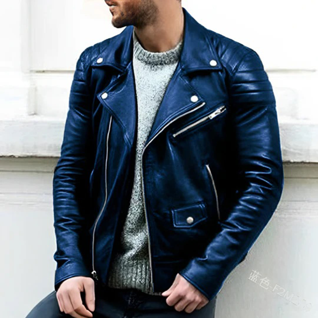 Luca | Herren Biker-Lederjacke aus Kunstleder im lässigen Stil