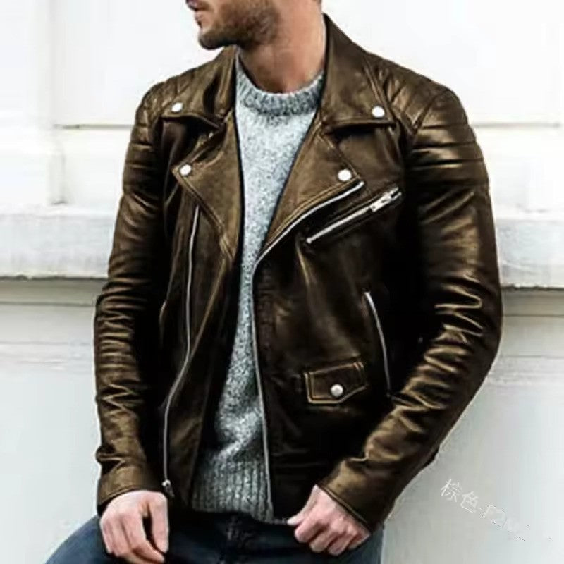 Luca | Herren Biker-Lederjacke aus Kunstleder im lässigen Stil