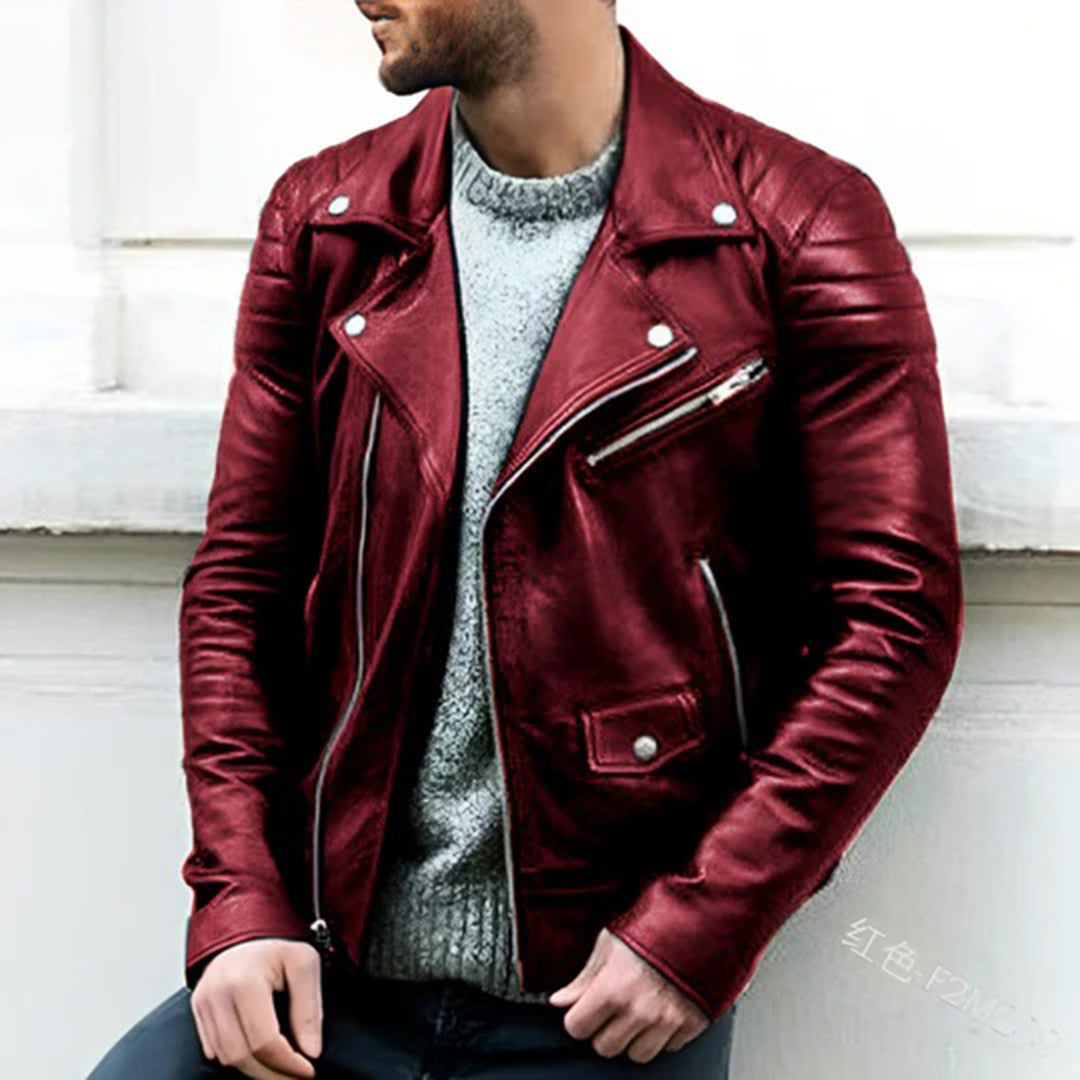 Luca | Herren Biker-Lederjacke aus Kunstleder im lässigen Stil