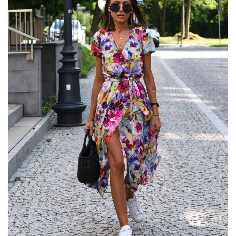 MADISON | V-Neck Dress with Bow Detail
