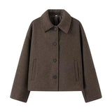 Damen Übergangsjacke Oversize – Eleganter Kurz-Mantel mit Knöpfen
