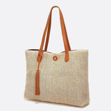 Mira | Große Strohtasche mit langen Tragehenkeln & Deko-Pompon – Sommerlicher Shopper aus Naturmaterial