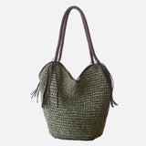 Mira | Weiche Strohtasche mit geflochtenem Schulterriemen & Lederfransen – Boho-Sommertasche für Damen